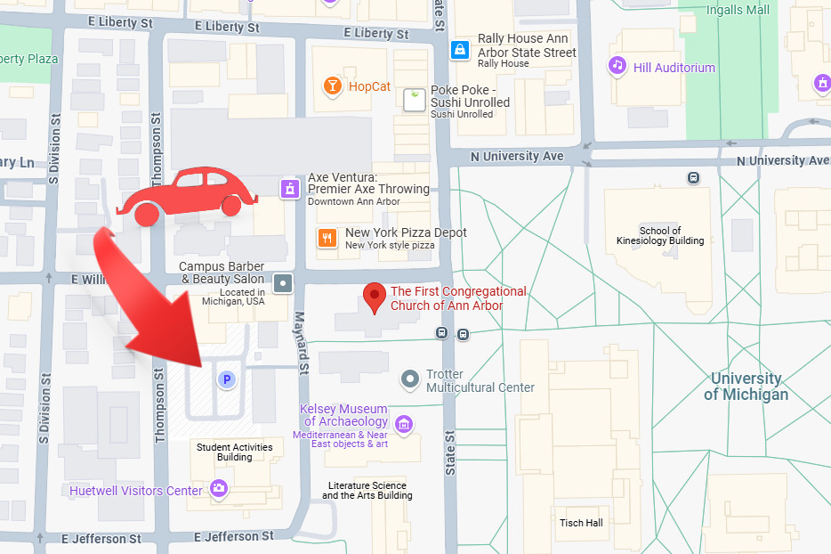 map to Maynard Street parking garage for FCC